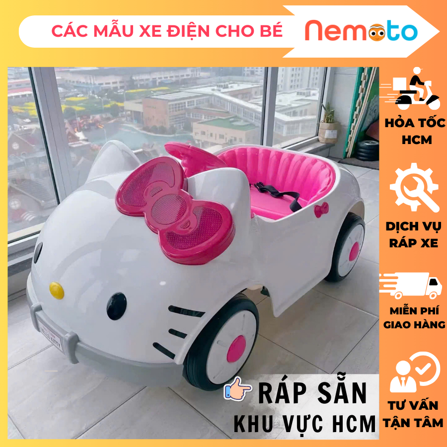Xe Ô tô Mèo Kitty Dễ Thương Cho Bé Gái MK01, Có Điều Khiển Từ Xa, Giao ...