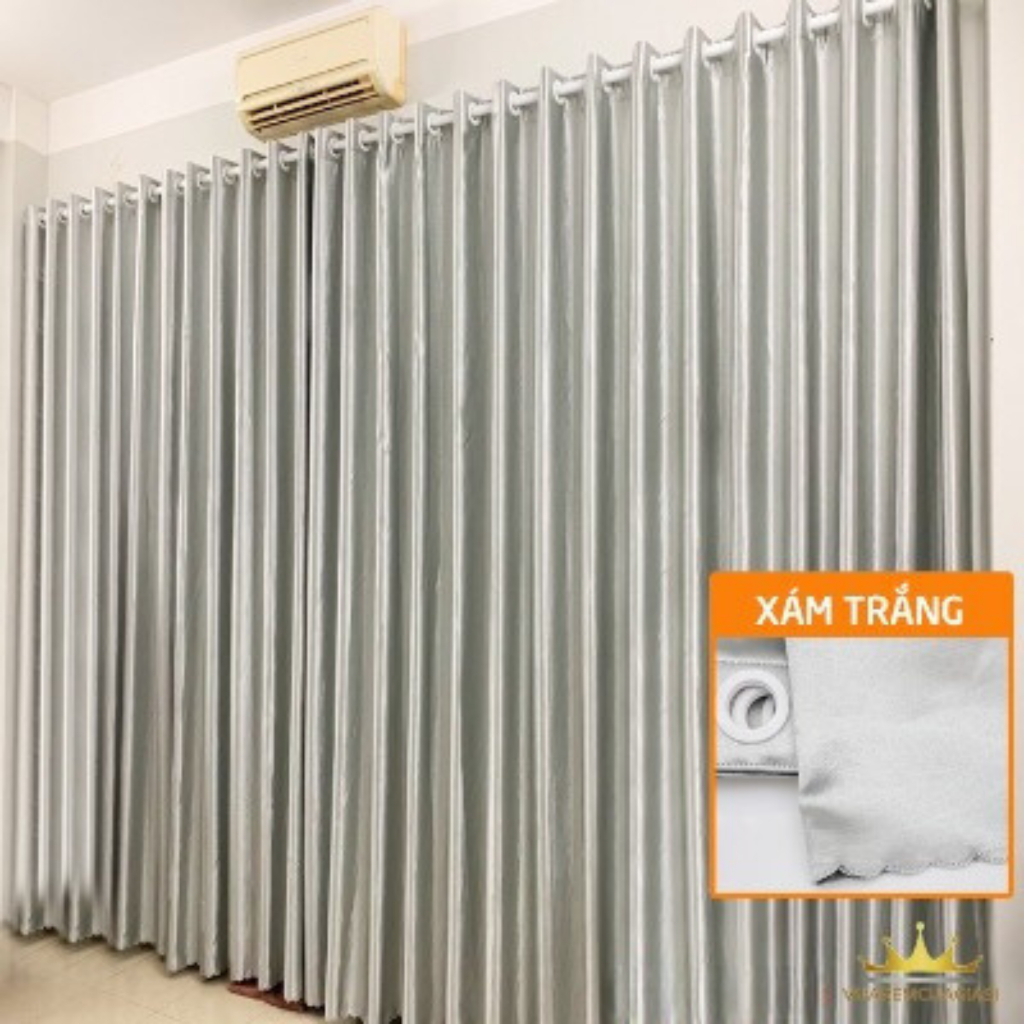 Rèm cửa, rèm cửa sổ màu xám trắng cao cấp chống nắng tốt, nhiều size phù hợp decor VIP09 Vuaremgiasi