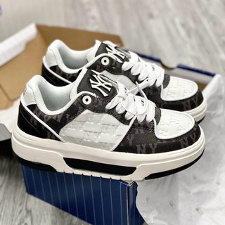 Giày thể thao bigsize nam nữ MLB NY dáng chunky độn đế tăng chiều cao màu trắng đen , sneaker thời cao cấp dư xịn