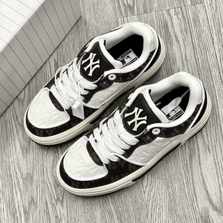 Giày thể thao bigsize nam nữ MLB NY dáng chunky độn đế tăng chiều cao màu trắng đen , sneaker thời cao cấp dư xịn