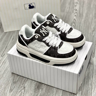 Giày thể thao bigsize nam nữ MLB NY dáng chunky độn đế tăng chiều cao màu trắng đen , sneaker thời cao cấp dư xịn