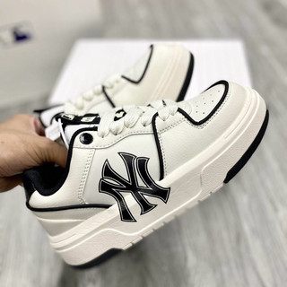 Giày thể thao sneaker bigsize nam nữ MLB chunky NY độn đế tăng chiều cao màu đen trắng , sneaker thời trang cao cấp