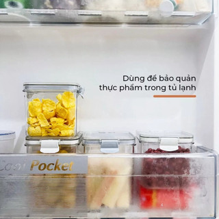 Hộp đựng đồ khô, ngũ cốc, trái cây dung tích Hokori Việt Nhật, Hộp bảo quản đồ ăn trong suốt nắp kín
