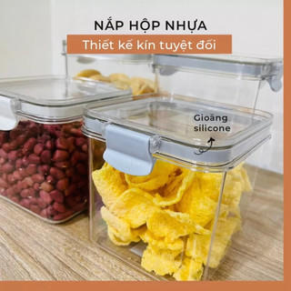 Hộp đựng đồ khô, ngũ cốc, trái cây dung tích Hokori Việt Nhật, Hộp bảo quản đồ ăn trong suốt nắp kín