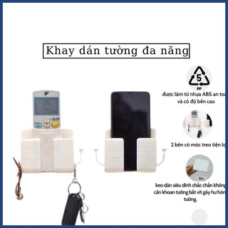 Kệ dán tường để điện thoại  Việt Nhật, Khay đựng điều khiển gắn tường có móc treo 5689