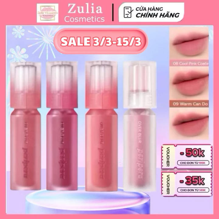 Son Kem Lỳ Peripera Over BLUR TINT kem nhung mịn bền màu 3.5g