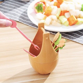 Bộ 10 dĩa xiên hoa quả kèm lọ đựng nhựa 3399 cho bé - Việt Nhật
