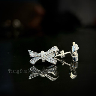 Bông tai nữ thiết kế nơ đính đá sang chảnh