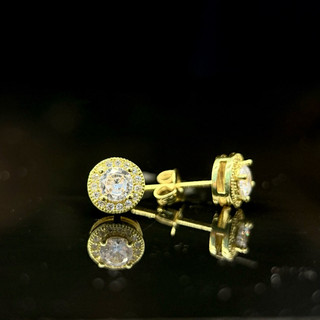 bông tai nam nữ nụ vàng đính đá size 6mm dễ đeo