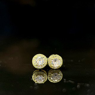 bông tai nam nữ nụ vàng đính đá size 6mm dễ đeo