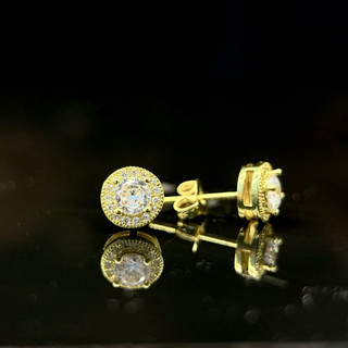 bông tai nam nữ nụ vàng đính đá size 6mm dễ đeo