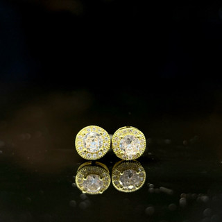 bông tai nam nữ nụ vàng đính đá size 6mm dễ đeo