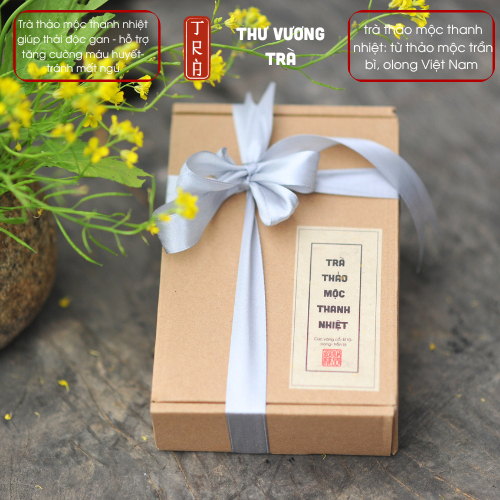 Trà thảo mộc thanh nhiệt ngọt không dùng đường hộp 10 gói đóng hộp giấy mỗi gói pha 1500ml