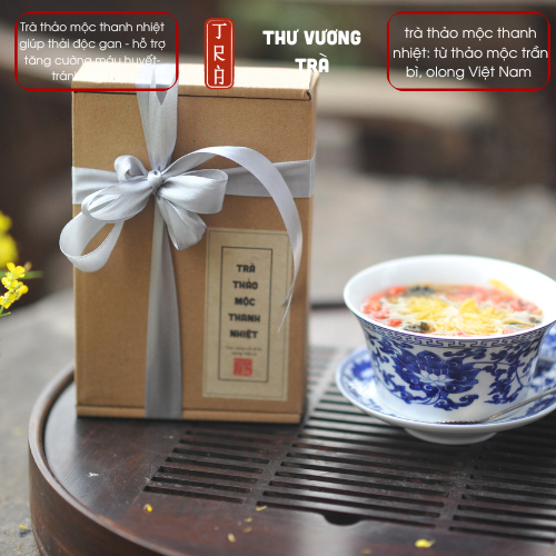 Trà thảo mộc thanh nhiệt ngọt không dùng đường hộp 10 gói đóng hộp giấy mỗi gói pha 1500ml