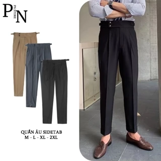 Quần Âu Nam Cạp Cao PN STORE Sidetab 2 Khuy Baggy Suông Đen, Quần Âu Nam Hàn Quốc Lưng Cao Công Sở Cao Cấp QCC
