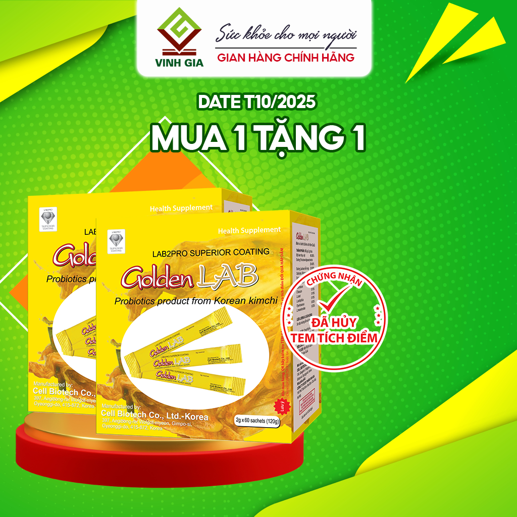 Ảnh Men Vi Sinh Golden Lab Từ Kim Chi Hàn Quốc, Cải Thiện Tiêu Hóa,Tăng Hấp Thu HSD T10/25 1