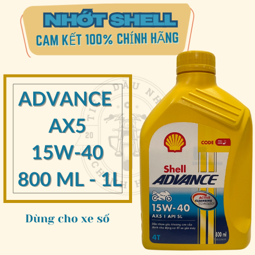 Dầu Nhớt xe số Shell Advance AX5 15W40 0.8L/1L mát máy hàng phổ thông ...