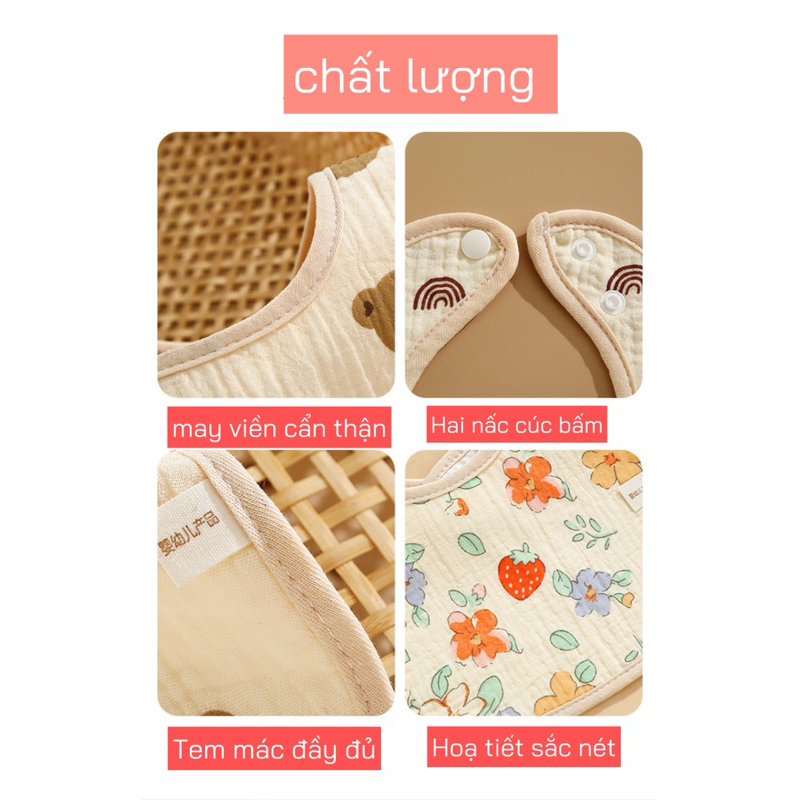 Yếm Chữ U chống thấm NỀN NÂU KEM cho bé trai bé gái 0-2 tuổi mesocshop