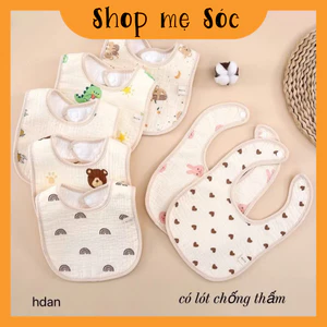 Yếm Chữ U chống thấm NỀN NÂU KEM cho bé trai bé gái 0-2 tuổi mesocshop