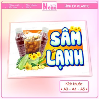[Hình Ép Plastic] NƯỚC GIẢI KHÁT, SÂM LẠNH, TRÀ TẮC, TRÀ ĐÀO, TRÀ CHANH.. Trang Trí Quán Nước, Trà Sữa, Cà Phê, Quán Ăn.