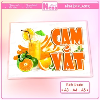 [Hình Ép Plastic] NƯỚC GIẢI KHÁT, SÂM LẠNH, TRÀ TẮC, TRÀ ĐÀO, TRÀ CHANH.. Trang Trí Quán Nước, Trà Sữa, Cà Phê, Quán Ăn.