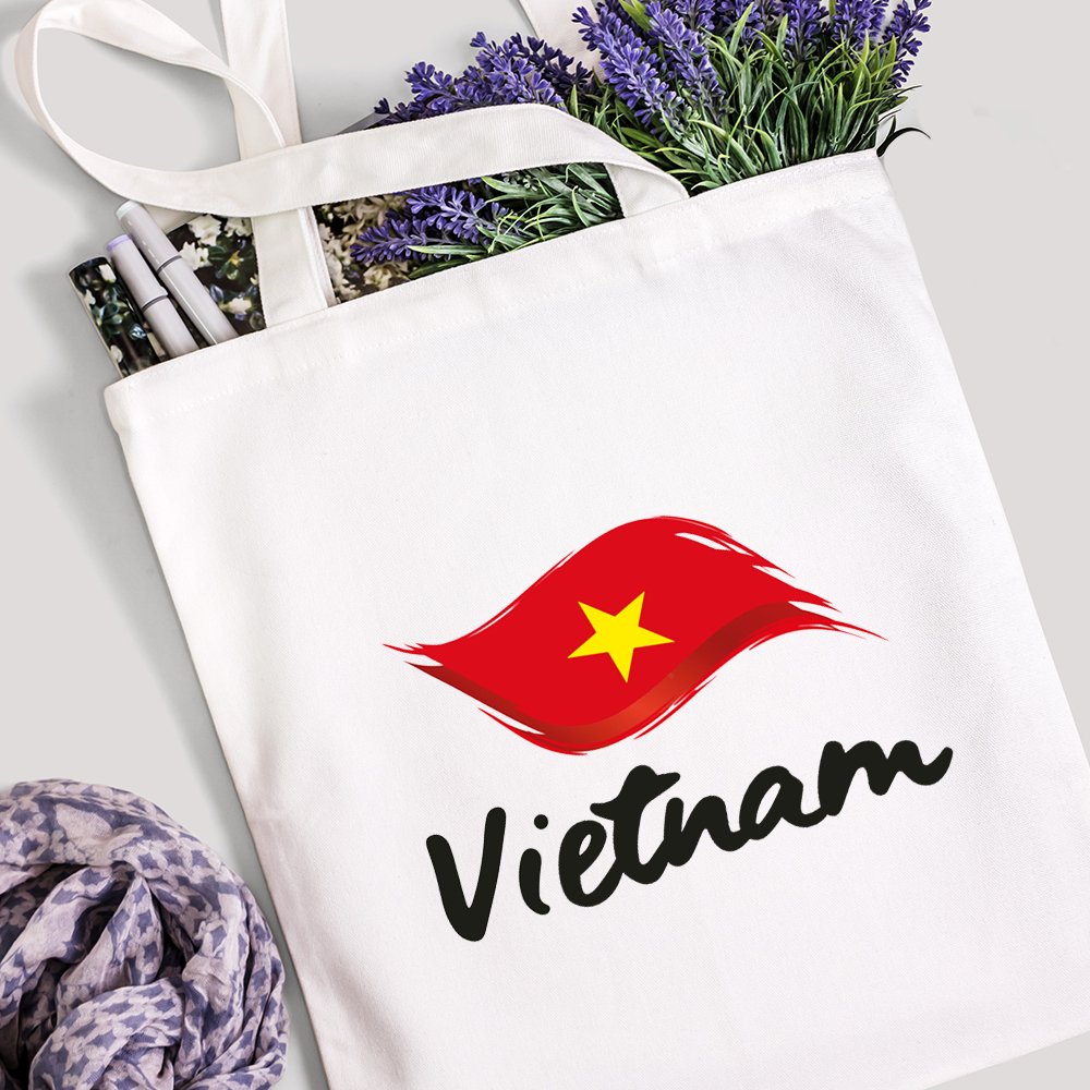 Túi vải Canvas có khóa túi Tote họa tiết Tôi yêu Việt Nam mẫu 2 phong cách đeo vai đi chơi thời trang đựng đồ tota076