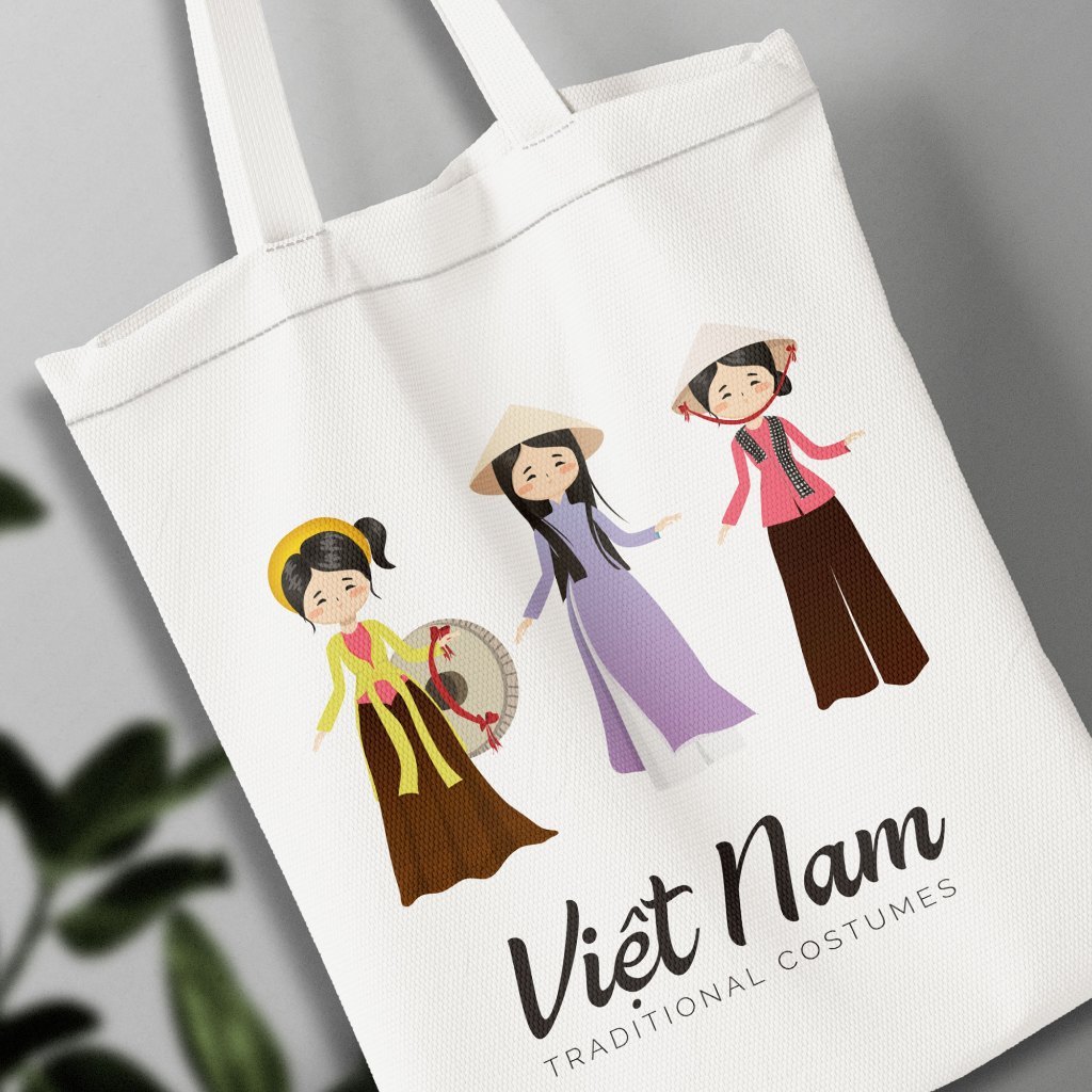Túi vải Canvas có khóa túi Tote họa tiết Tôi yêu Việt Nam mẫu 2 phong cách đeo vai đi chơi thời trang đựng đồ tota076