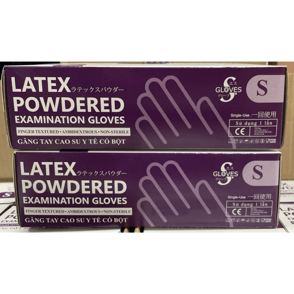 Hộp 50 đôi Găng tay cao su y tế S Gloves, găng tay y tế có bột giúp thấm hút mồ hôi, dễ đeo và tháo