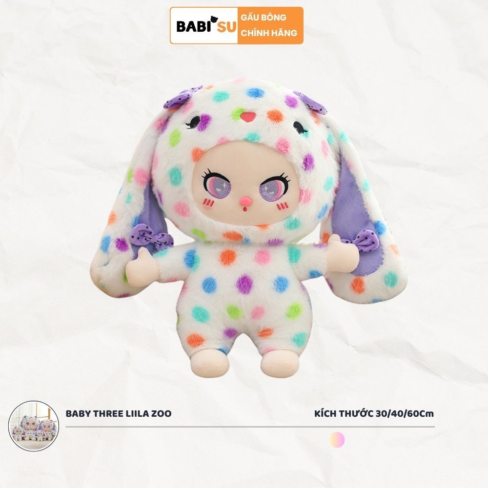 Gấu bông bé Ba liila zoo 600 màu loang chấm bi dễ thương thú nhồi bông bé Ba chất liệu lông chồn kim cao cấp