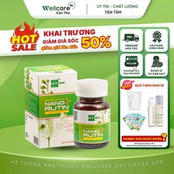 [⭐WELLCARE] NANO RUTIN - Lọ 60 viên - Bền Thành Mạch, Hỗ Trợ Giảm Sưng Do Suy Giãn Tĩnh Mạch, Co Búi Trĩ Nội Ngoại
