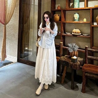 Chân váy ren trắng dáng dài - 247store