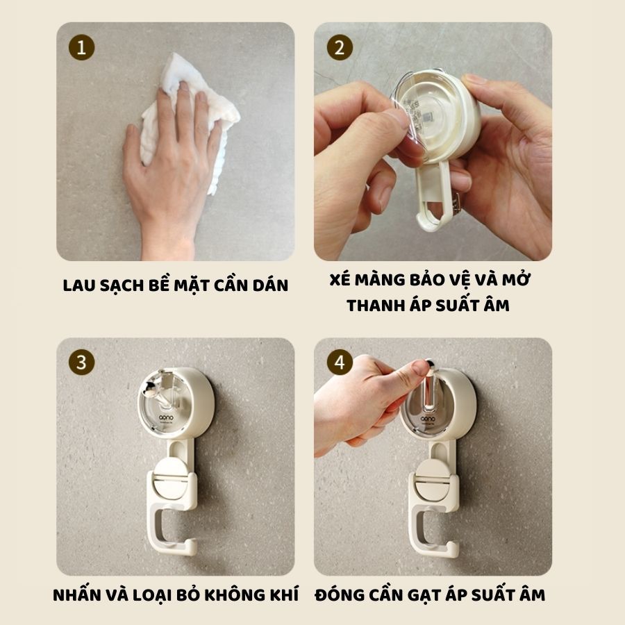 Móc Treo Chổi, Cây Lau Nhà ENODA HOME, Móc Hút Chân Không Bảo Vệ Tường, Không Khoan Đục MT003