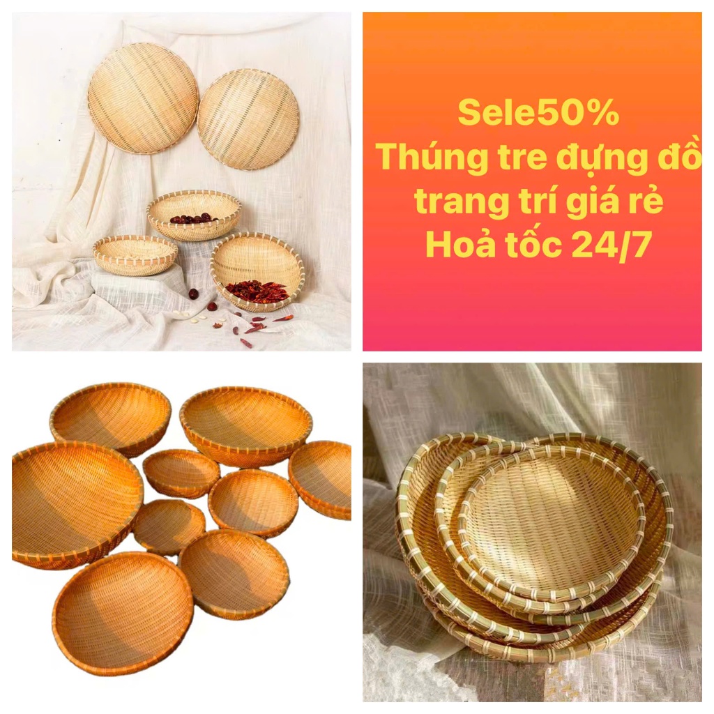 Thúng tre đựng đồ trang trí | Shopee Việt Nam