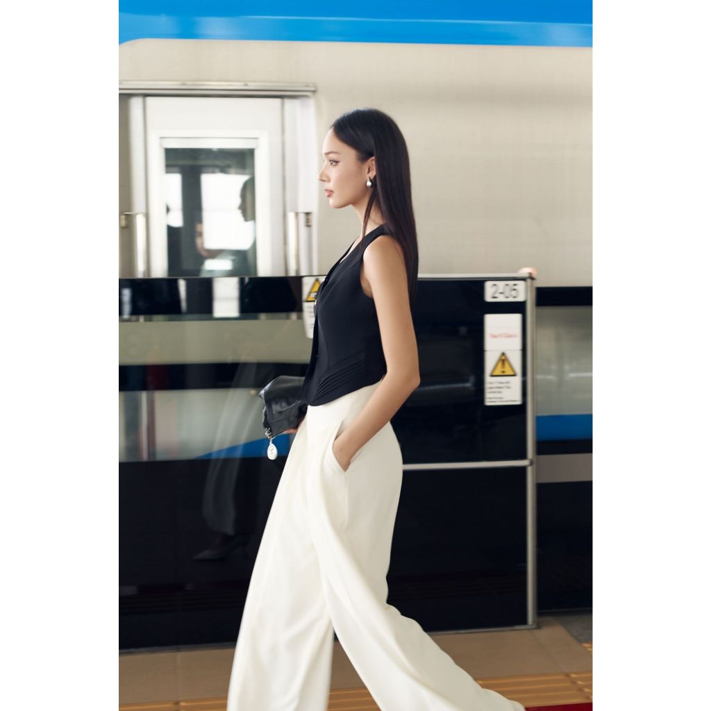 Quần culottes công sở màu trắng, màu đen che bụng Vella Fashion VQ23140