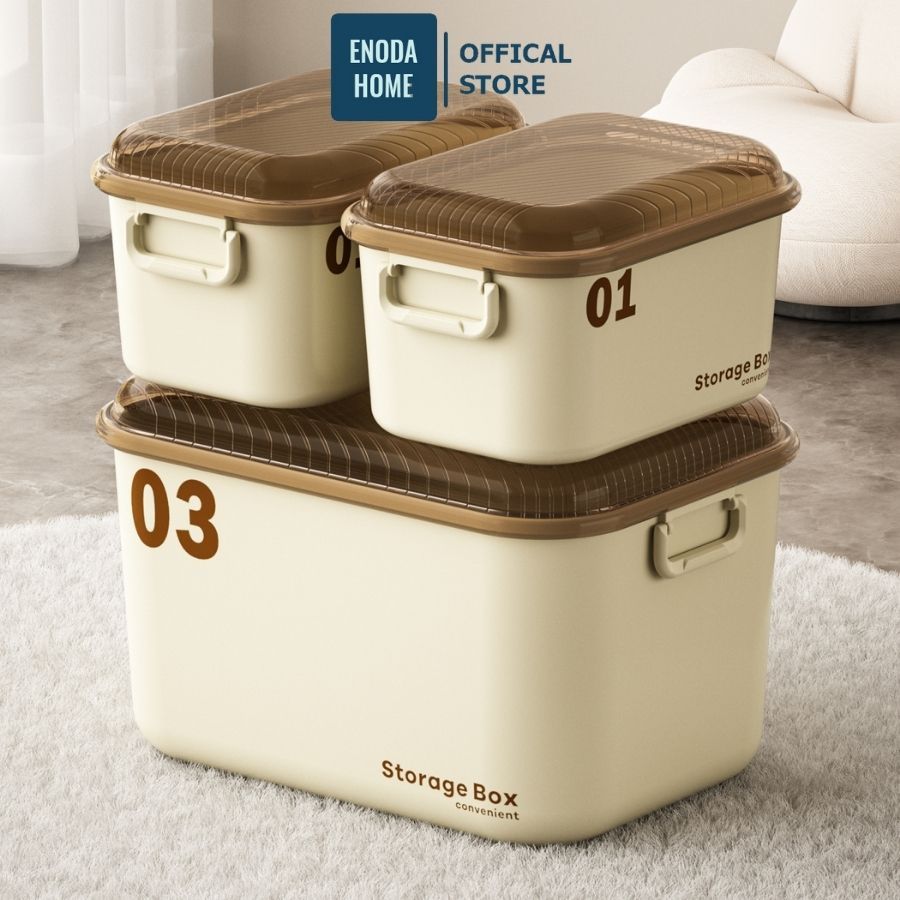 Hộp Đựng Đồ Có Nắp ENODA HOME, Hộp Nhựa Đựng Đồ Có Quai Xách 2 Bên, Hộp Kín Chống Côn Trùng Q033
