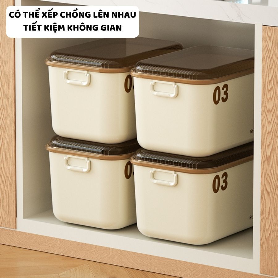 Hộp Đựng Đồ Có Nắp ENODA HOME, Hộp Nhựa Đựng Đồ Có Quai Xách 2 Bên, Hộp Kín Chống Côn Trùng Q033