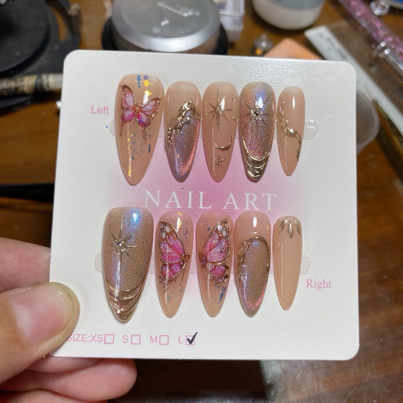 205. nailbox hình bướm, mắt mèo mix tráng gương