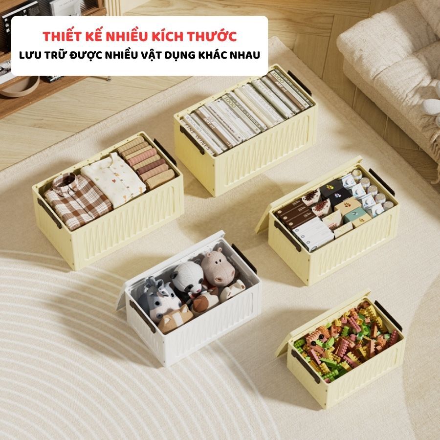Hộp Đựng Đồ Gấp Gọn ENODA HOME, Hộp Nhựa Đựng Đồ Có Nắp Đa Kích Thước, Nắp Kín Chống Bụi Q035