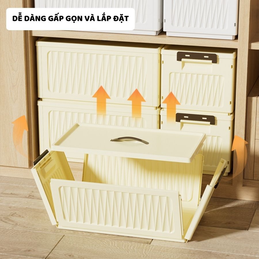Hộp Đựng Đồ Gấp Gọn ENODA HOME, Hộp Nhựa Đựng Đồ Có Nắp Đa Kích Thước, Nắp Kín Chống Bụi Q035