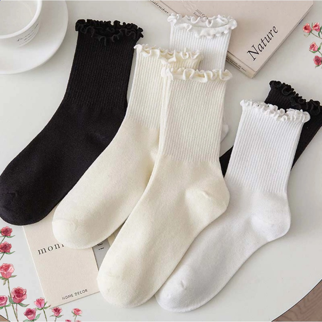 Tất ren trắng kiểu JK  tất ren cổ cao phong cách học sinh ngọt ngào