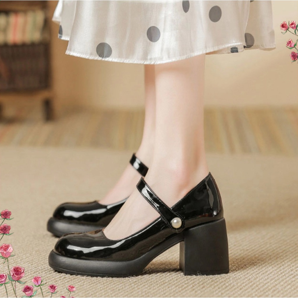 🔥Còn hàng🔥Giày Mary Jane nữ 7p,Giày cao gót nữ 7p,Trắng đen và đỏ(cỡ 35-40)