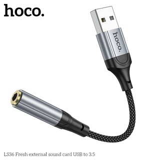 Bộ chuyển đổi âm thanh Hoco LS36 USB-A sang 3.5 (Đen) - Phụ Kiện Nhất Tín