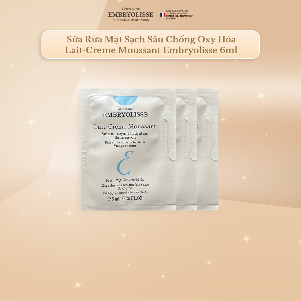 Ảnh DATE: 01/01/2026 [GIFT] Gói Sữa Rửa Mặt Sạch Sâu Chống Oxy Hóa Lait-Creme Moussant Embryolisse 6ml 1