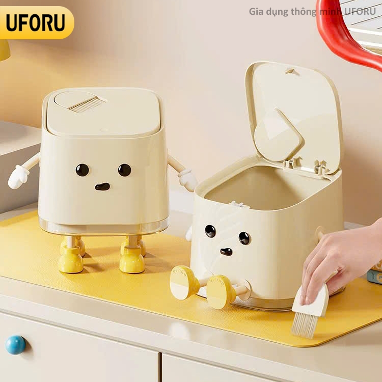 Thùng rác mini để bàn UFORU kèm phụ kiện trang trí hoạt hình dễ thương ...