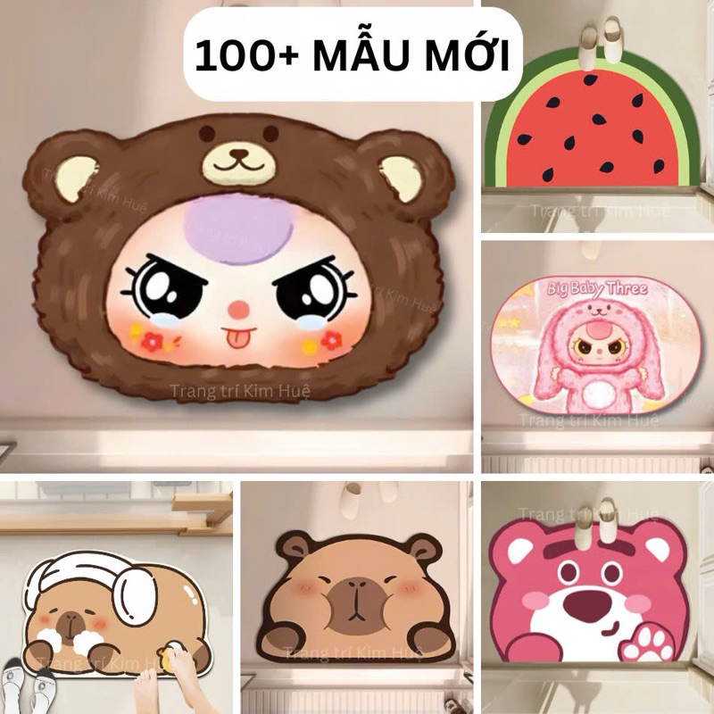 Thảm lau chân bali 100 mẫu thiết kế độc quyền 2026 thảm chùi chân hình thú capybara, gấu dâu 40x60cm Kim Huệ X01