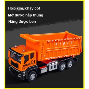 Đồ chơi mô hình xe tải chở than bằng hợp kim, chạy cót, nâng được ben, kích thước lớn toys