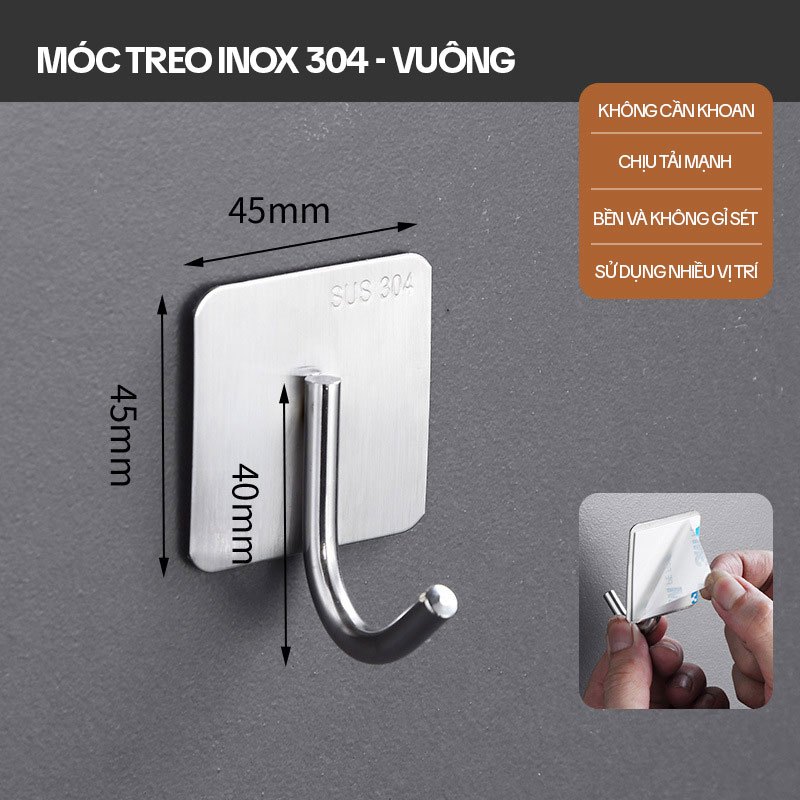 Ảnh Móc Treo Tường Inox 304 KITIMOP OVAL - Móc Treo Cây lau Nhà, Móc Dán Tường Siêu Chắc 3
