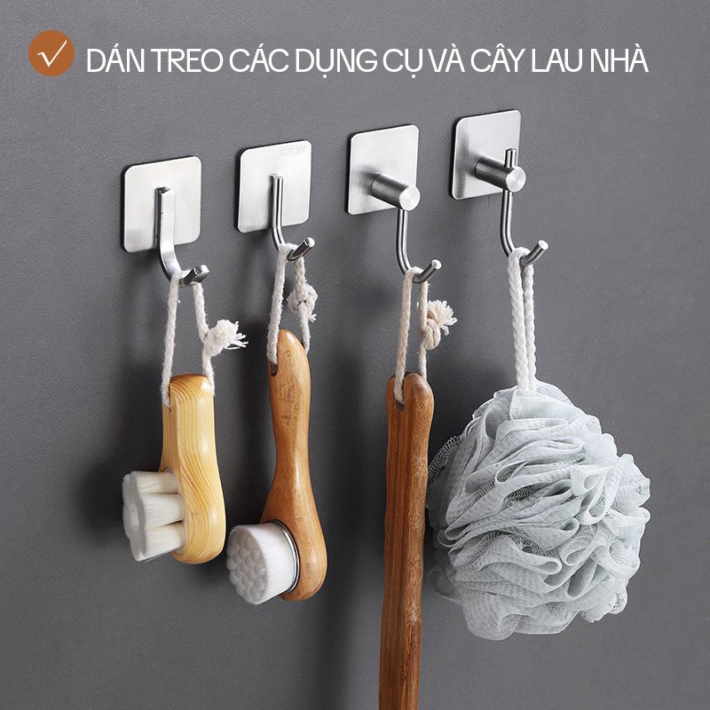 Ảnh Móc Treo Tường Inox 304 KITIMOP OVAL - Móc Treo Cây lau Nhà, Móc Dán Tường Siêu Chắc 2