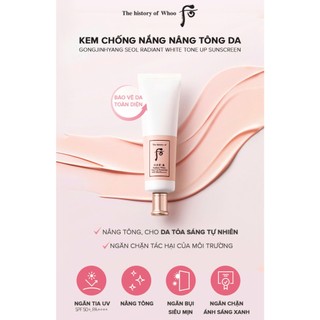 SET 30 GÓI Kem chống nắng Whoo nâng tông Gongjinhyang Seol Radiant White Tone Up Sunscreen SPF50+,PA++++