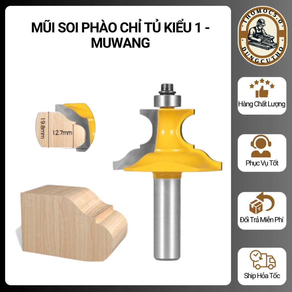 Mũi Phay Phào Chỉ Gỗ Cao Cấp - Hợp Kim Cứng Bền, Đa Năng Tạo Hình - Phụ Kiện Thợ Mộc Chất Lượng